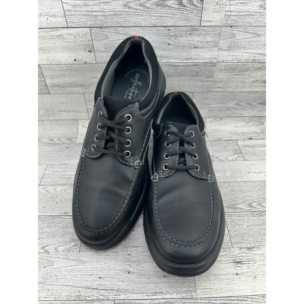 Clarks Collection Men Tilden Free Black Leather Moc Toe Oxford Shoes Size 9M‎